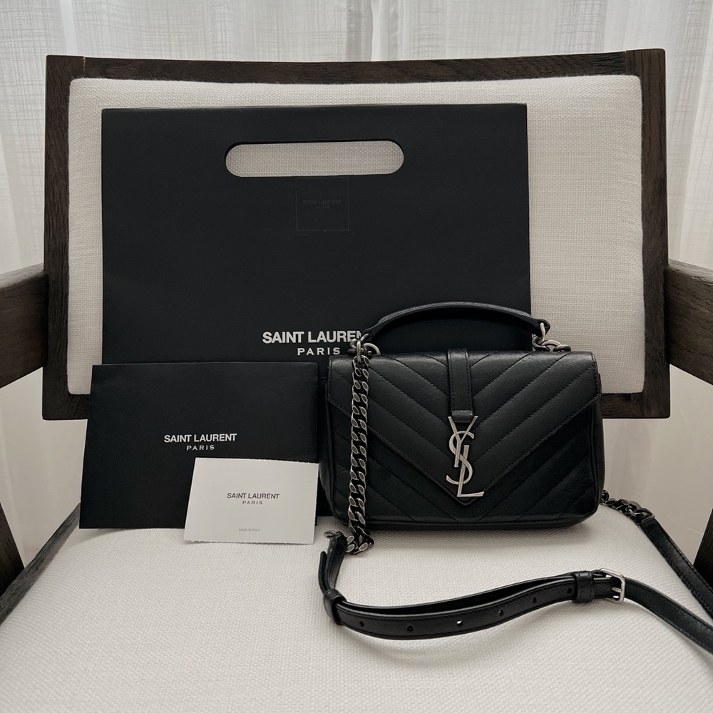 YSL College Small in Matelasse Leather